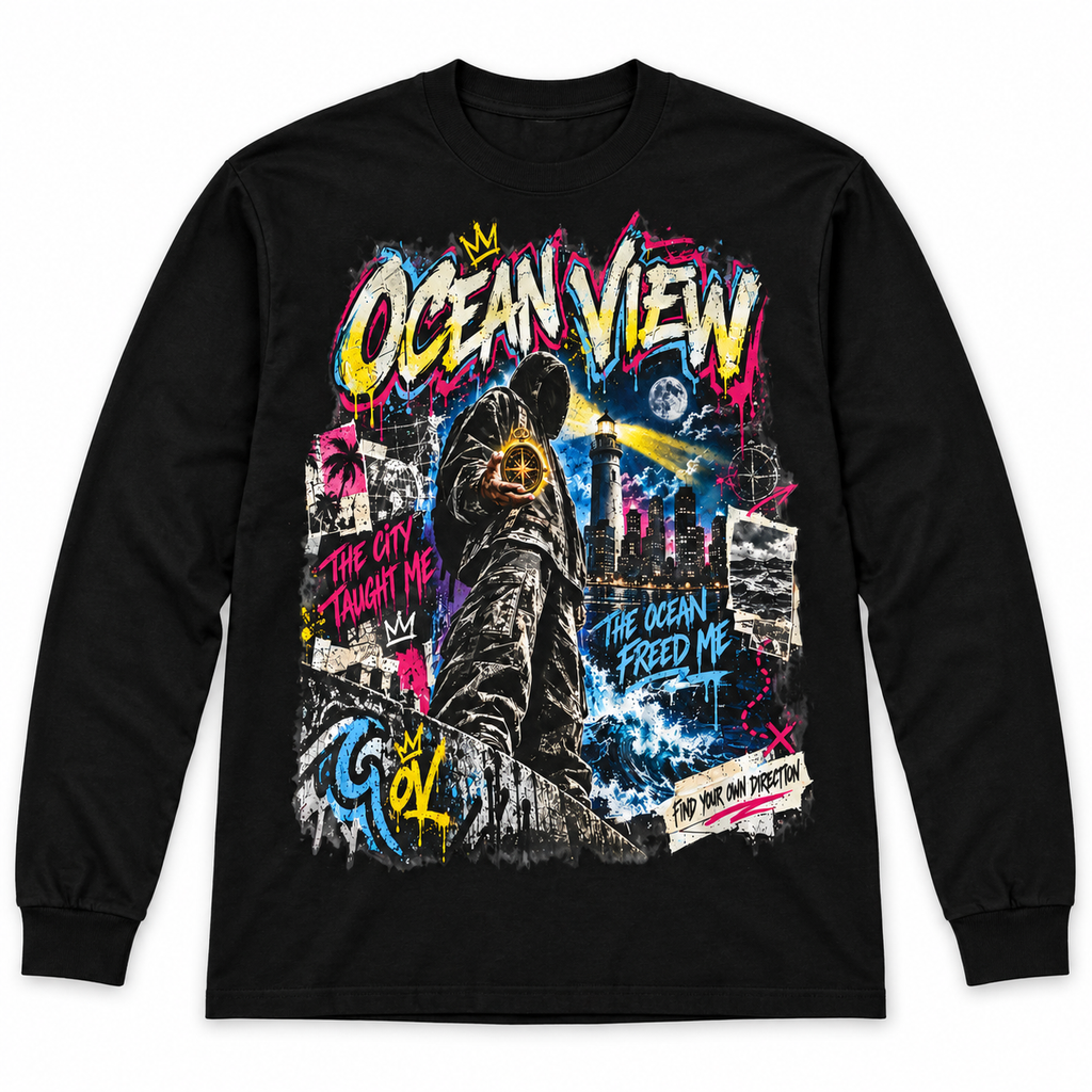 Ocean View “Beyond the Known” Long-Sleeve Shirt — Black