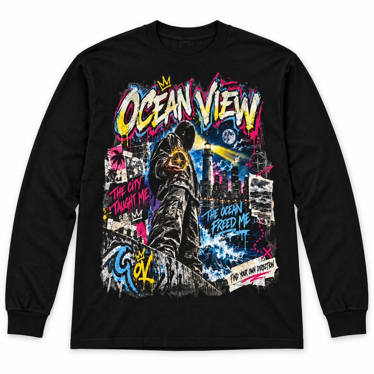 Ocean View “Beyond the Known” Long-Sleeve Shirt — Black