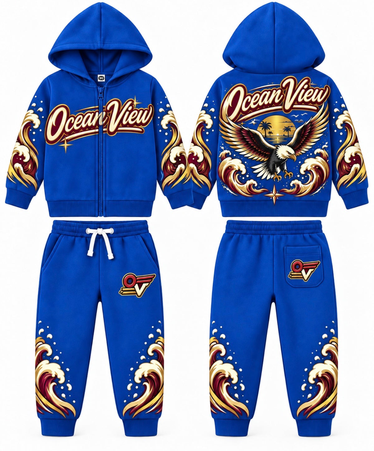 Royal blue eagle flight suit