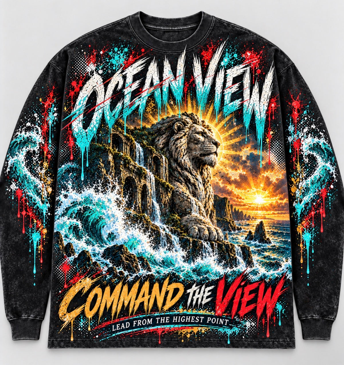 Ocean View Emerald Escape Tee — Green/Cream